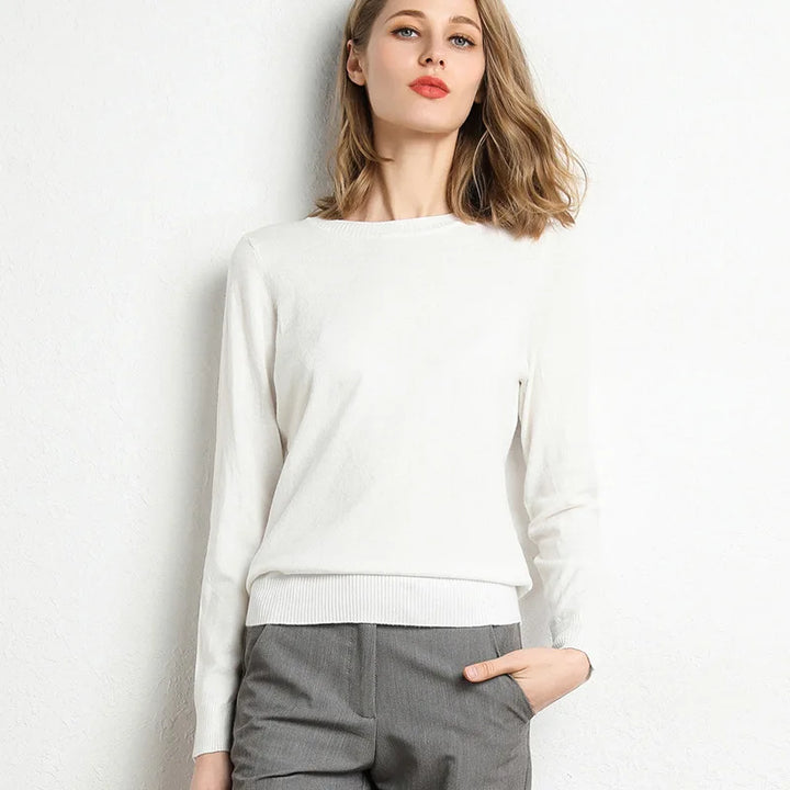 Cashmere Wool O-Neck Knit Sweater