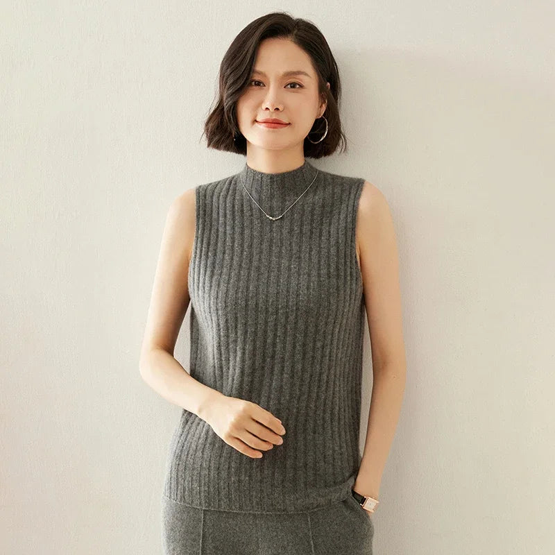 Cashmere Wool Sleeveless Knit Top