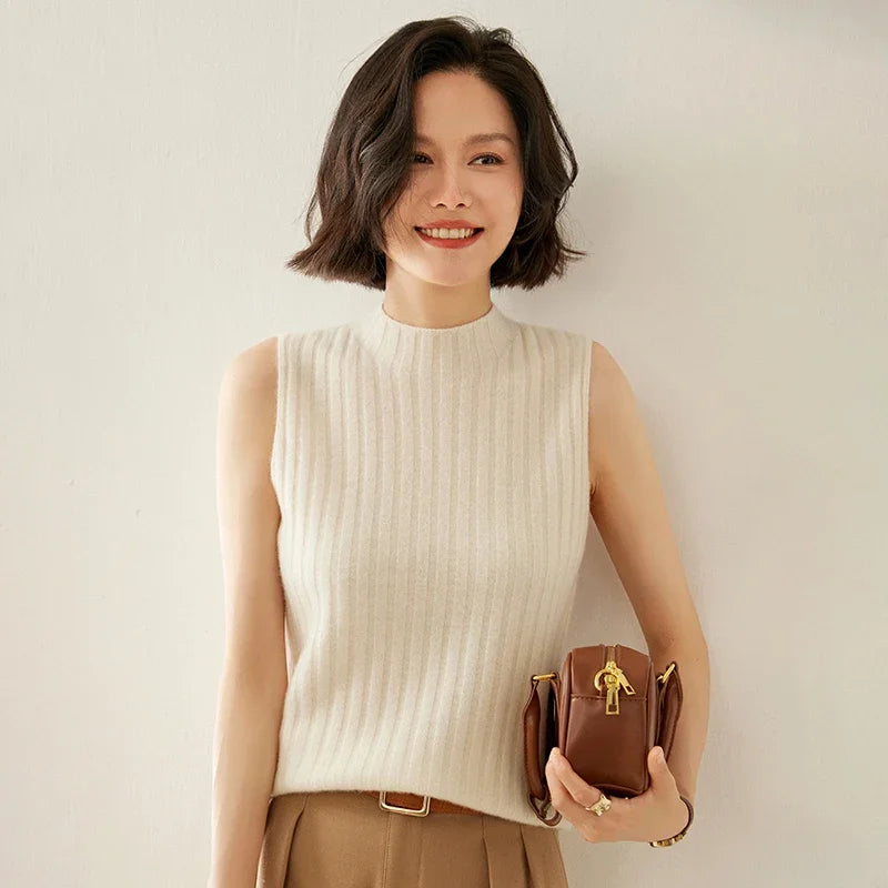 Cashmere Wool Sleeveless Knit Top