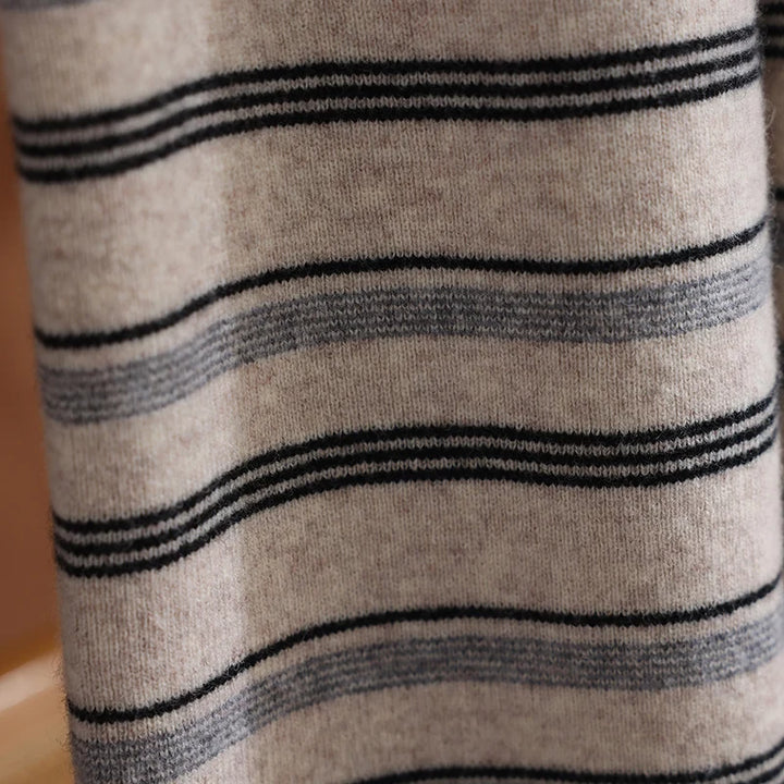 Cashmere Wool Striped Wide-Leg Knit Pants