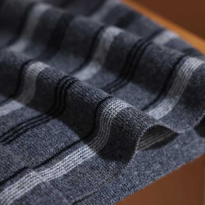 Cashmere Wool Striped Wide-Leg Knit Pants