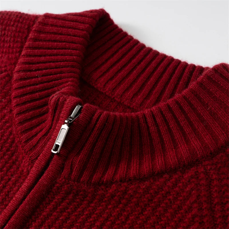 Cashmere Zip-Up Ribbed Cardigan