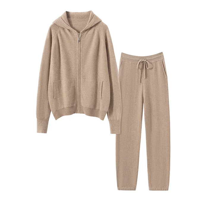 Cashmere Zip Hoodie and Knit Lounge Set