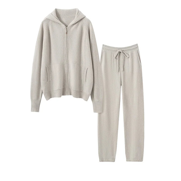 Cashmere Zip Hoodie and Knit Lounge Set