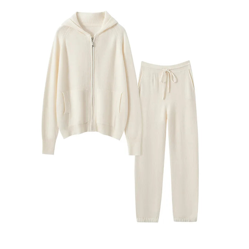 Cashmere Zip Hoodie and Knit Lounge Set