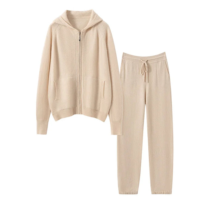 Cashmere Zip Hoodie and Knit Lounge Set