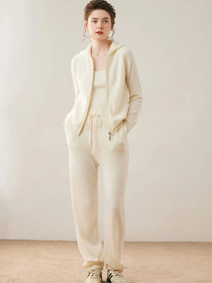 Cashmere Zip Hoodie and Knit Lounge Set