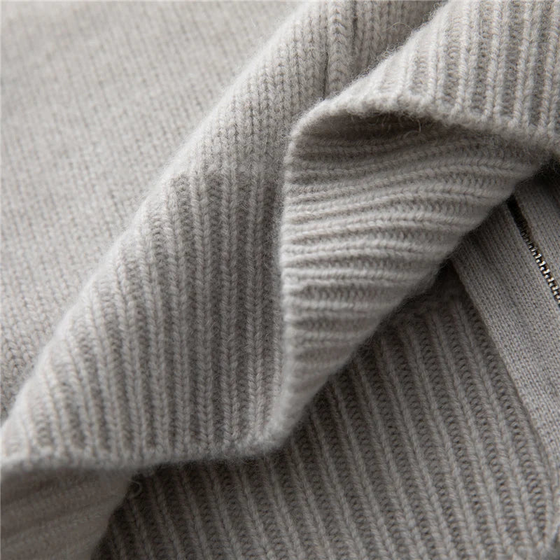  Cashmere Zip Lapel Cardigan