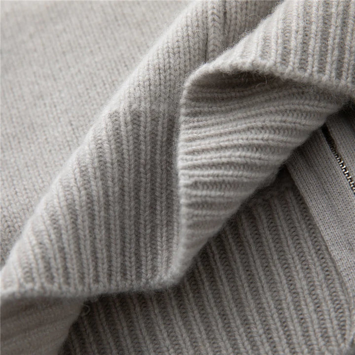  Cashmere Zip Lapel Cardigan