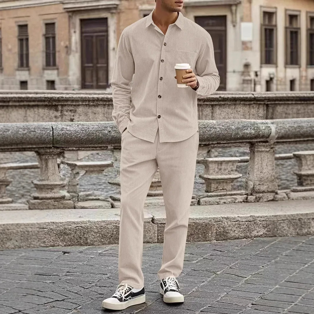 Casual Autumn Corduroy Outfit Set