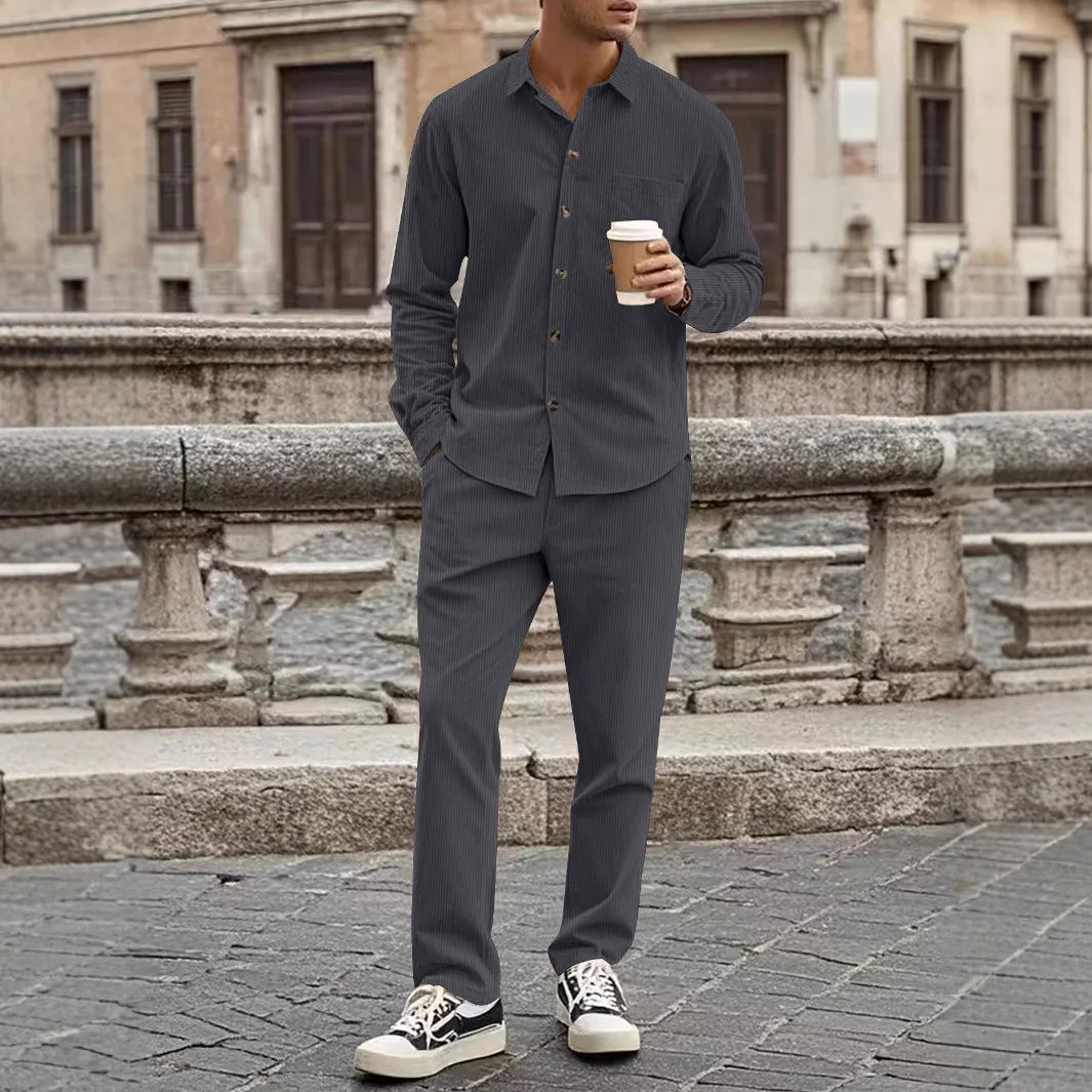 Casual Autumn Corduroy Outfit Set