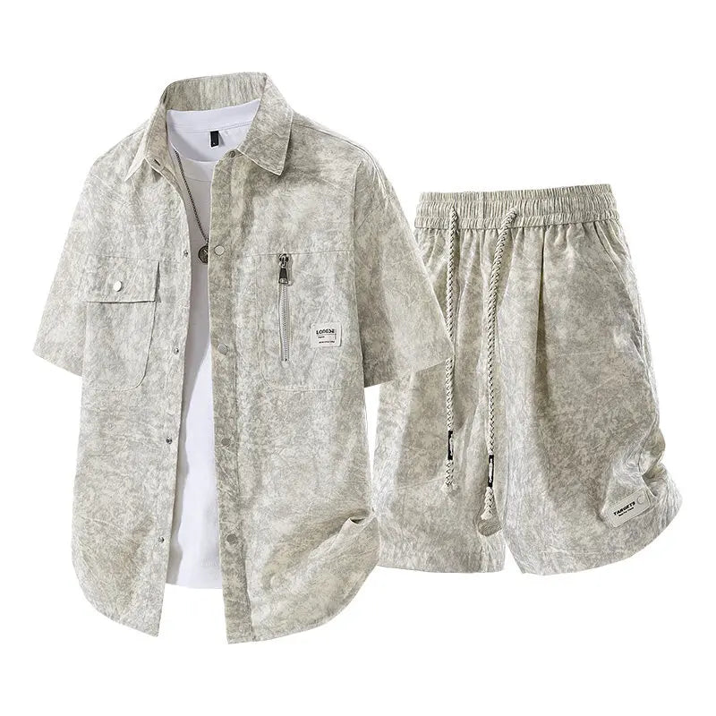 Casual Short Sleeve Shirt & Shorts Set