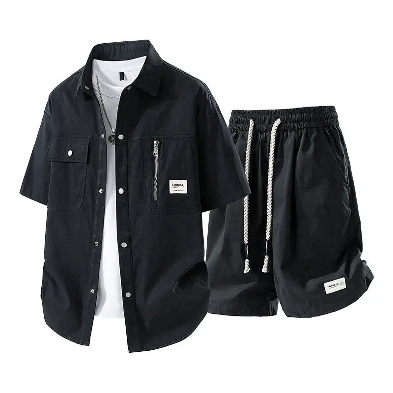 Casual Short Sleeve Shirt & Shorts Set