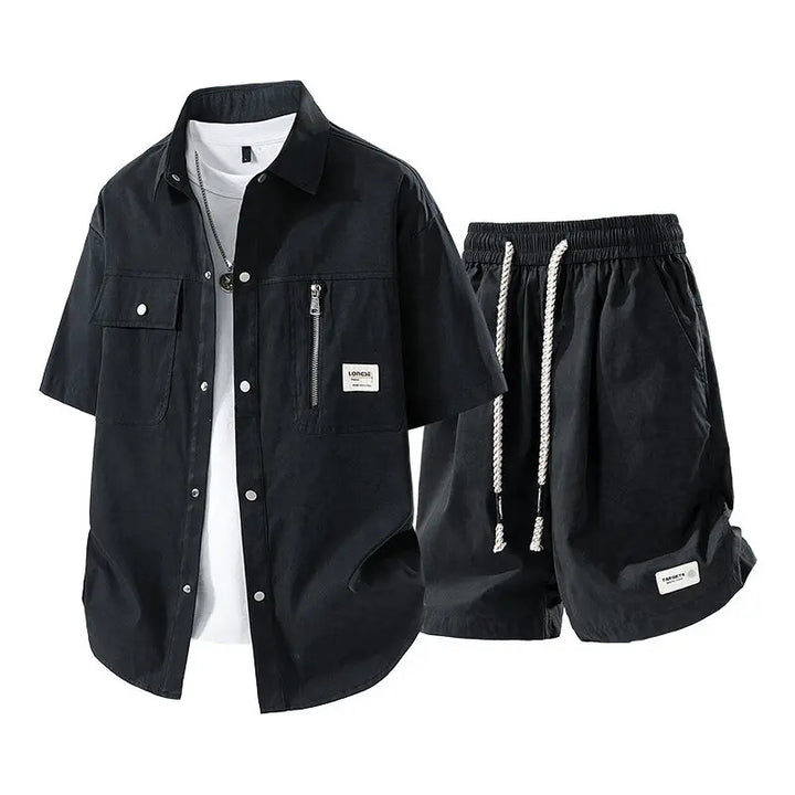Casual Short Sleeve Shirt & Shorts Set