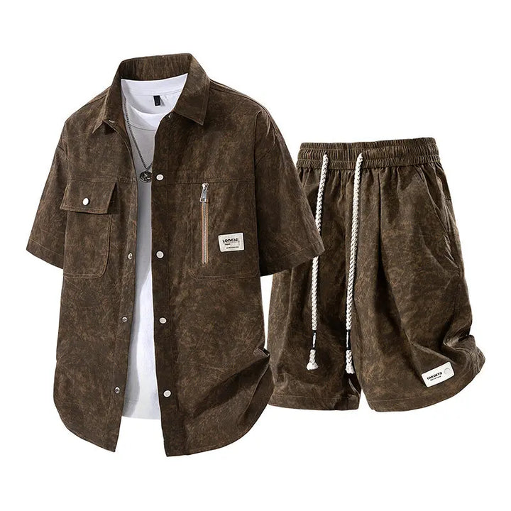 Casual Short Sleeve Shirt & Shorts Set