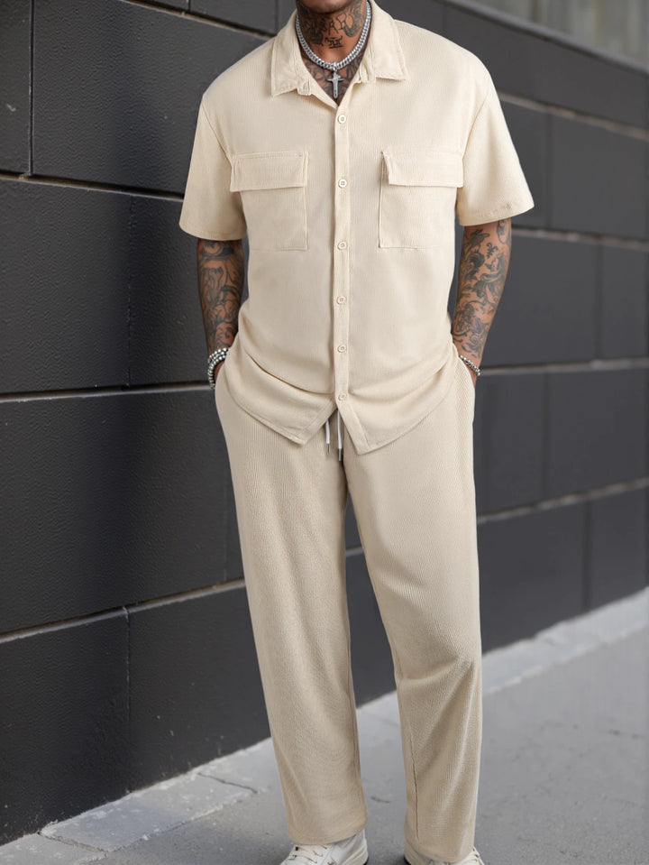 Casual Short Sleeve Shirt & Trousers Set