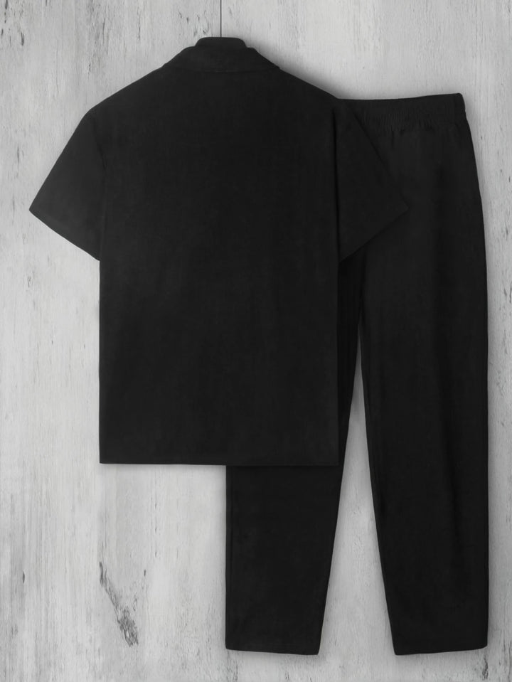 Casual Short Sleeve Shirt & Trousers Set
