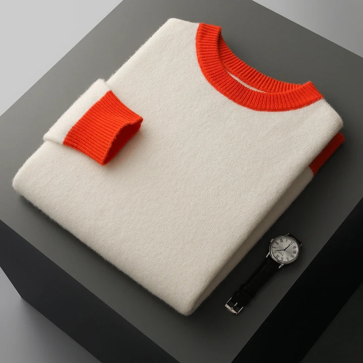 Casual Wool Contrast Knit Sweater