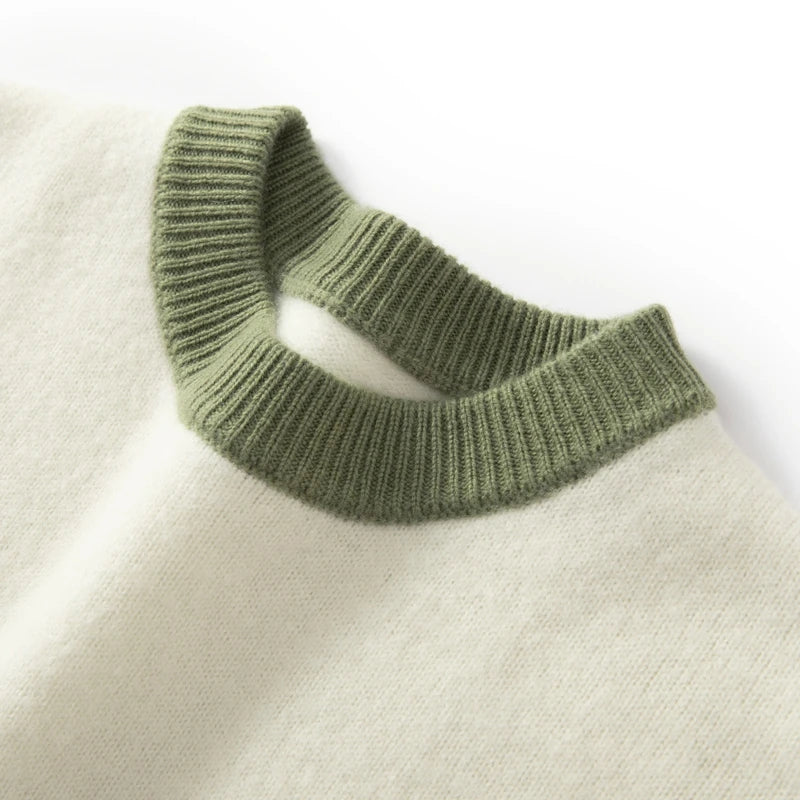 Casual Wool Contrast Knit Sweater