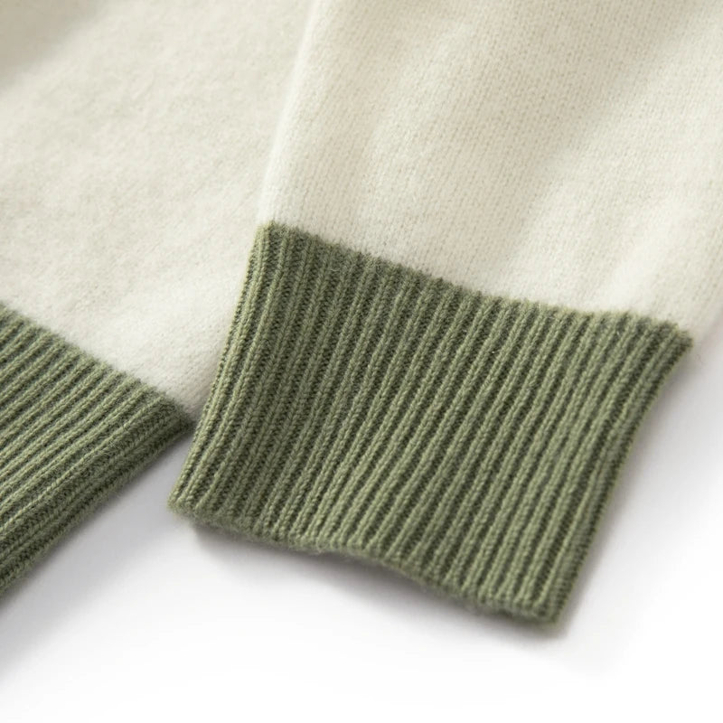 Casual Wool Contrast Knit Sweater