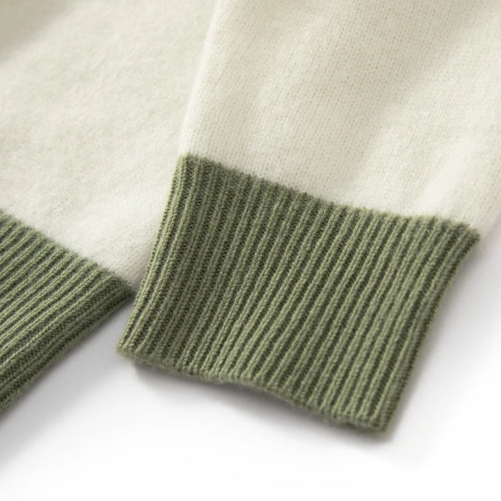 Casual Wool Contrast Knit Sweater