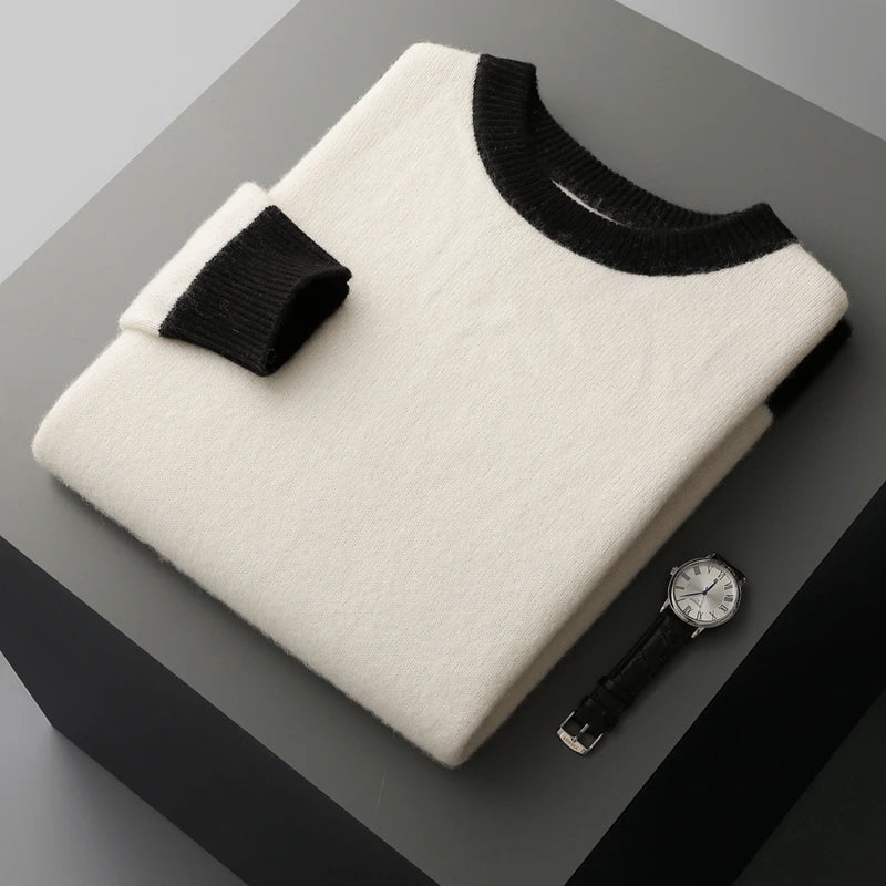 Casual Wool Contrast Knit Sweater