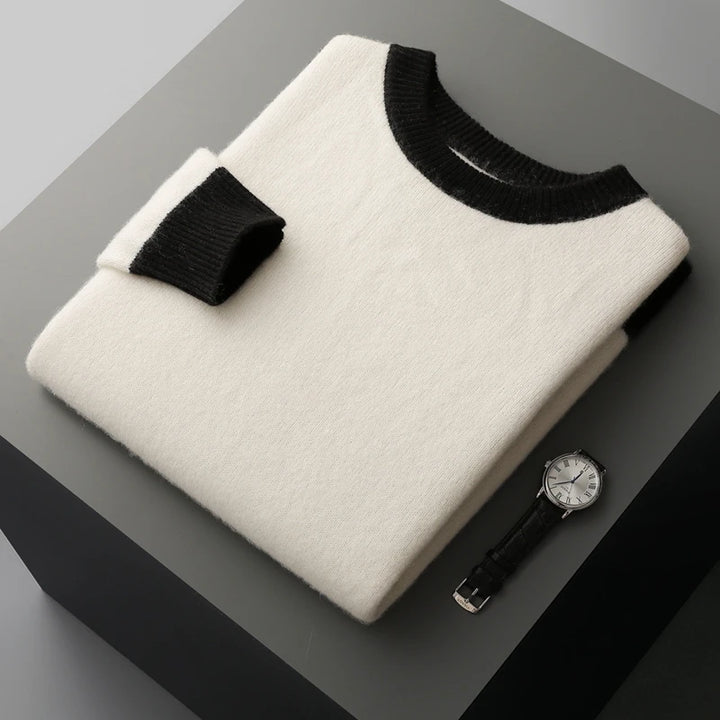 Casual Wool Contrast Knit Sweater