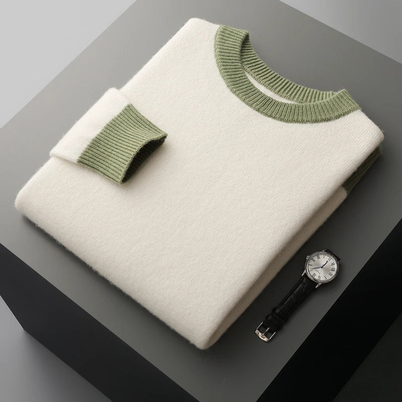 Casual Wool Contrast Knit Sweater