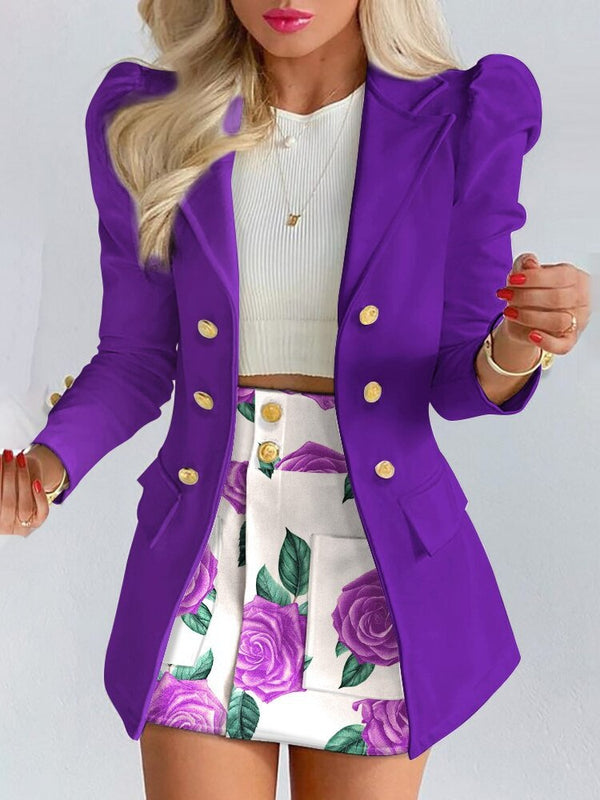 Chic Blazer Mini Skirt Set for Women