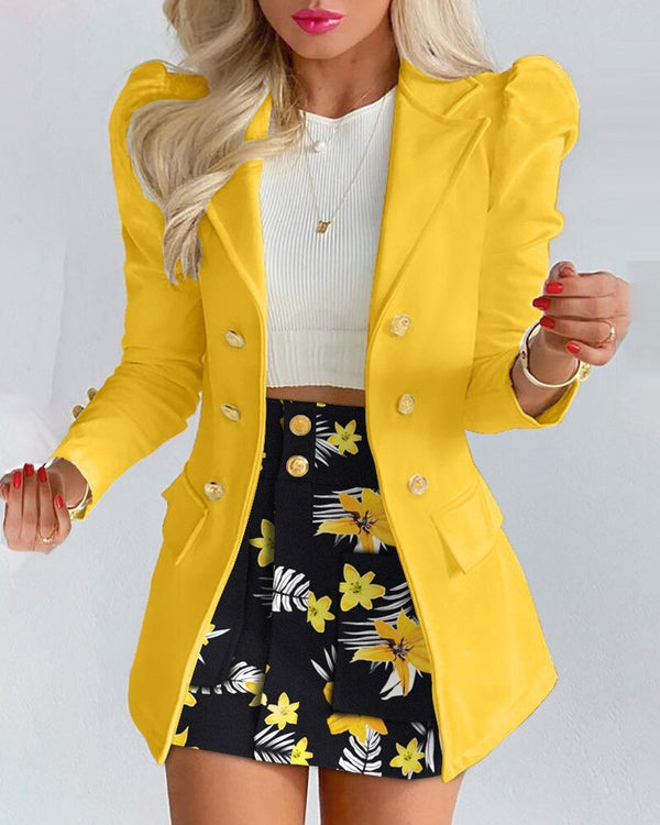 Chic Blazer Mini Skirt Set for Women