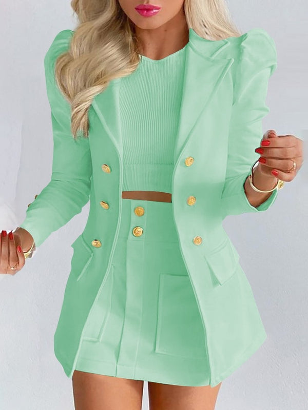 Chic Blazer Mini Skirt Set for Women