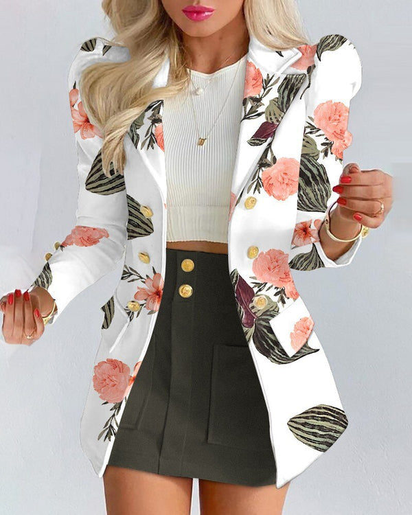Chic Blazer Mini Skirt Set for Women