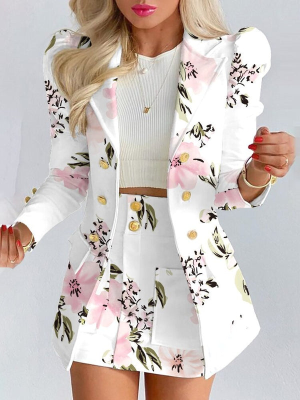 Chic Blazer Mini Skirt Set for Women