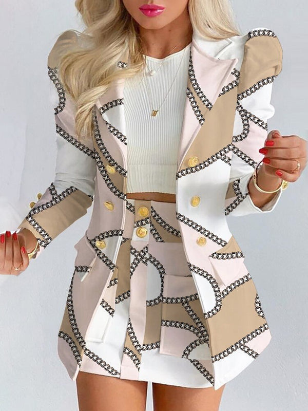 Chic Blazer Mini Skirt Set for Women