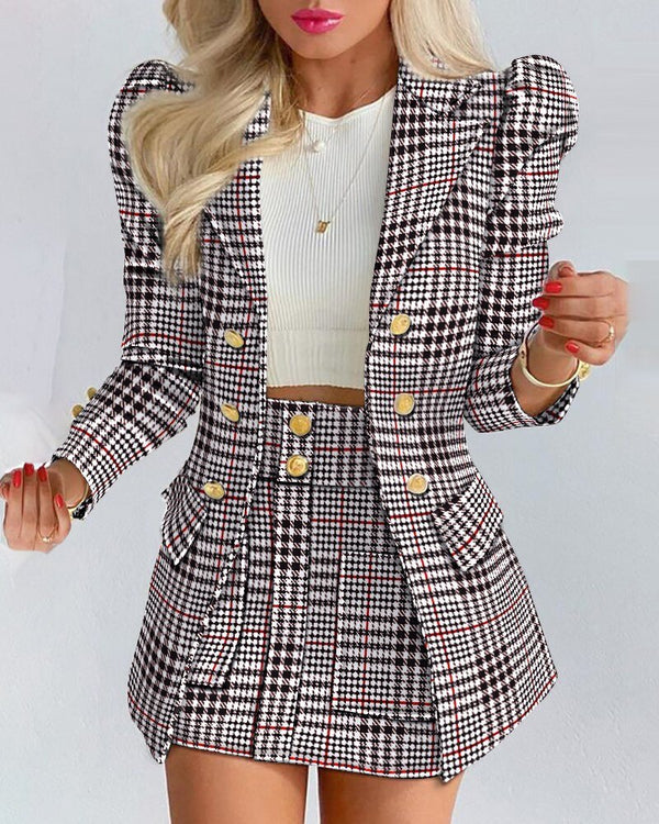 Chic Blazer Mini Skirt Set for Women