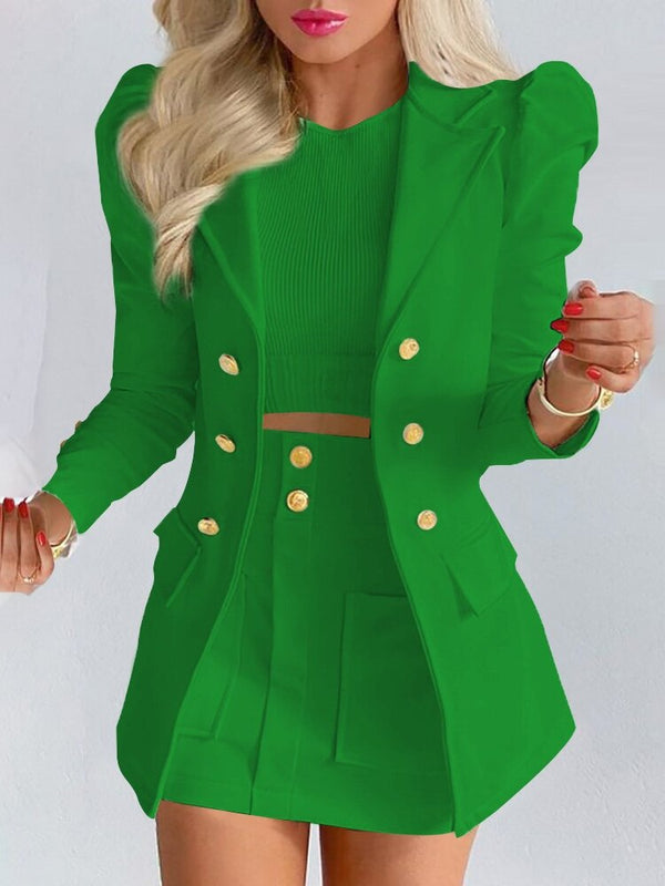 Chic Blazer Mini Skirt Set for Women
