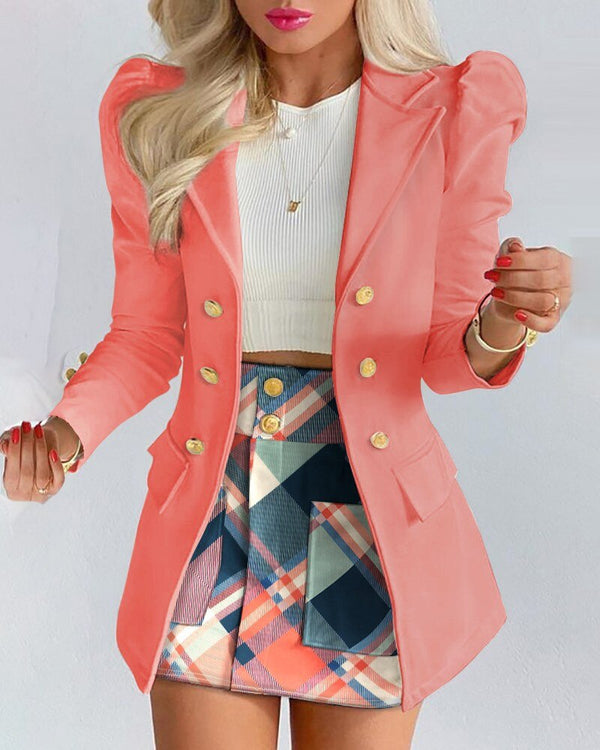 Chic Blazer Mini Skirt Set for Women