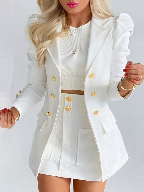 Chic Blazer Mini Skirt Set for Women