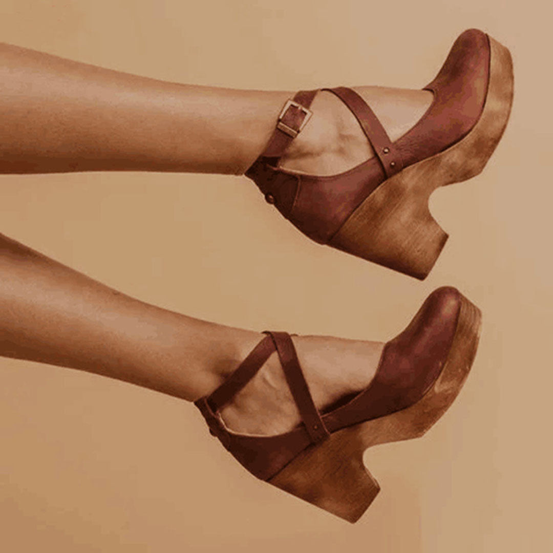 Chic Chunky High-Heel Ankle Pumps