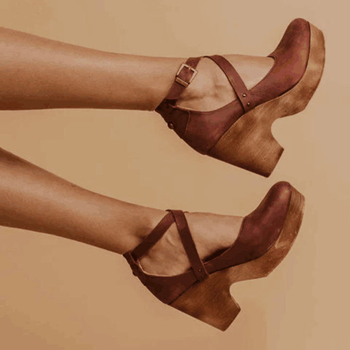 Chic Chunky High-Heel Ankle Pumps