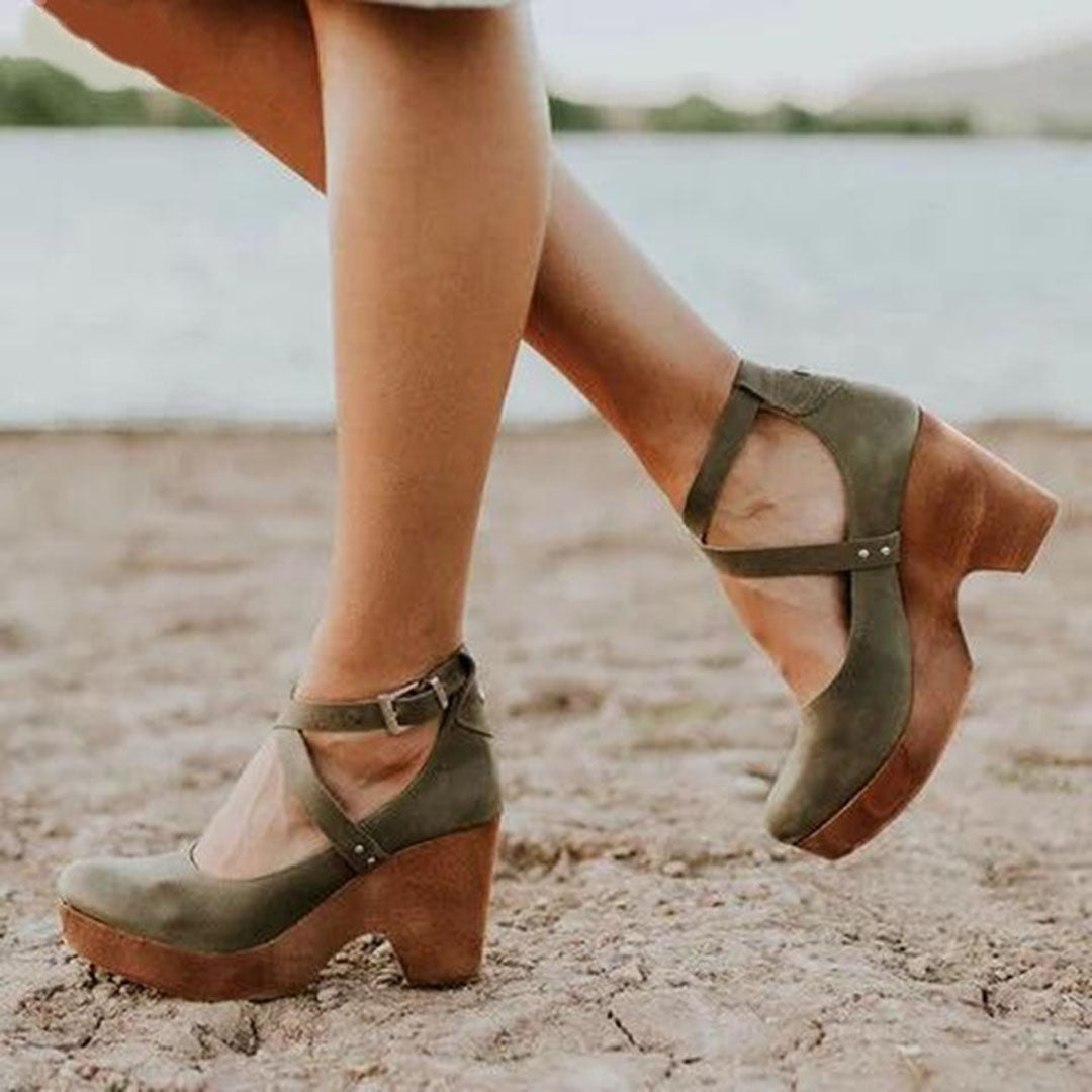 Chic Chunky High-Heel Ankle Pumps
