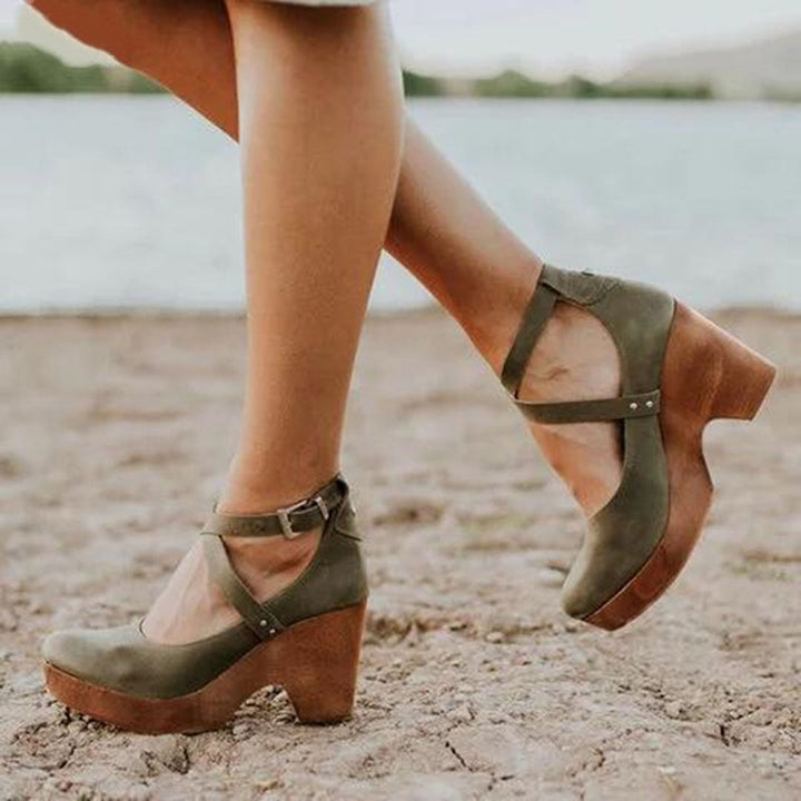Chic Chunky High-Heel Ankle Pumps