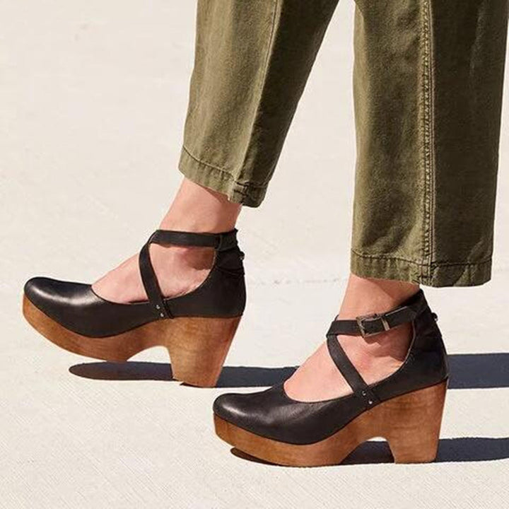 Chic Chunky High-Heel Ankle Pumps