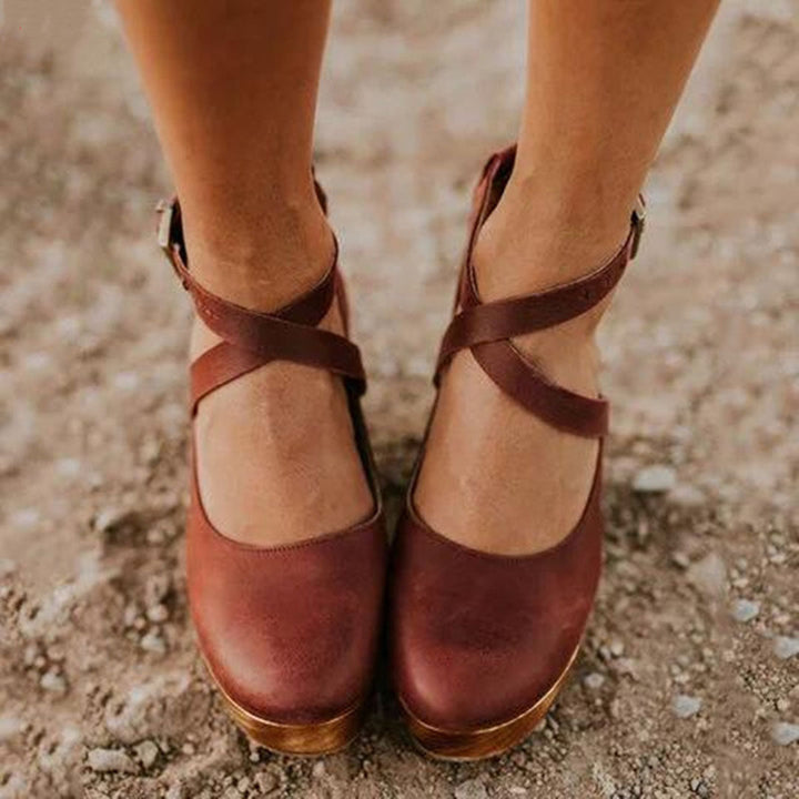 Chic Chunky High-Heel Ankle Pumps