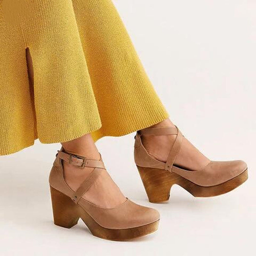Chic Chunky High-Heel Ankle Pumps