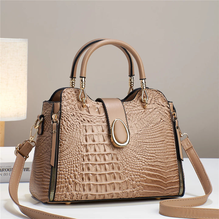 Chic Crocodile-Effect Tassel Handbag