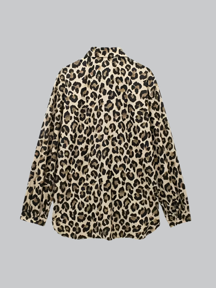 Chic Leopard Print Button-Up Blouse