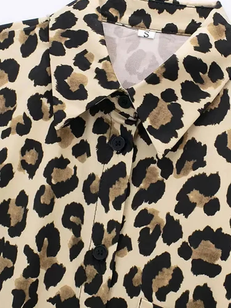 Chic Leopard Print Button-Up Blouse