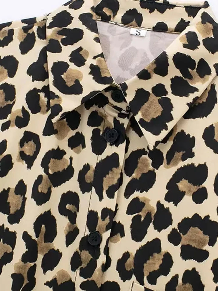 Chic Leopard Print Button-Up Blouse