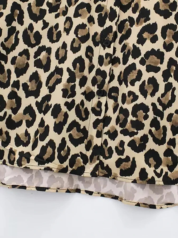 Chic Leopard Print Button-Up Blouse